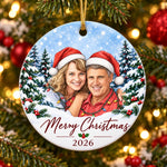 Custom Photo Anniversary, Christmas Gifts for Couples - Personalized Ceramic Ornament