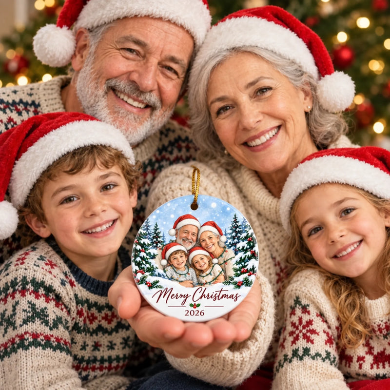 Personalized Photo Ceramic Ornament – Christmas Gifts For Grandparents – Christmas With Grandkids
