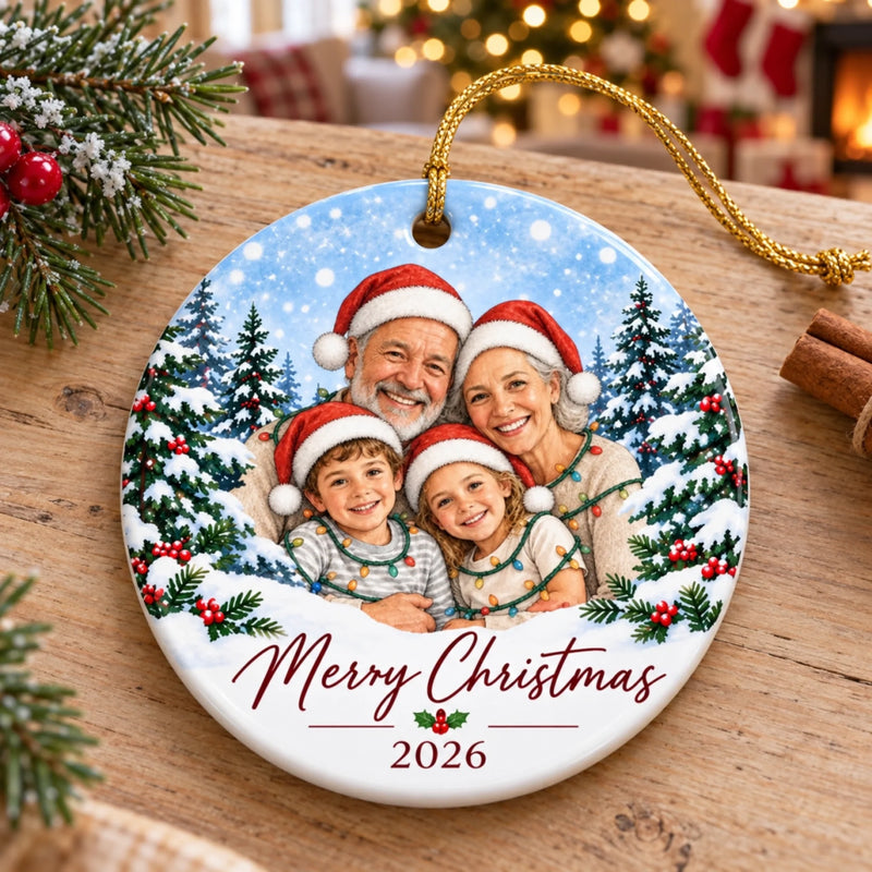 Personalized Photo Ceramic Ornament – Christmas Gifts For Grandparents – Christmas With Grandkids