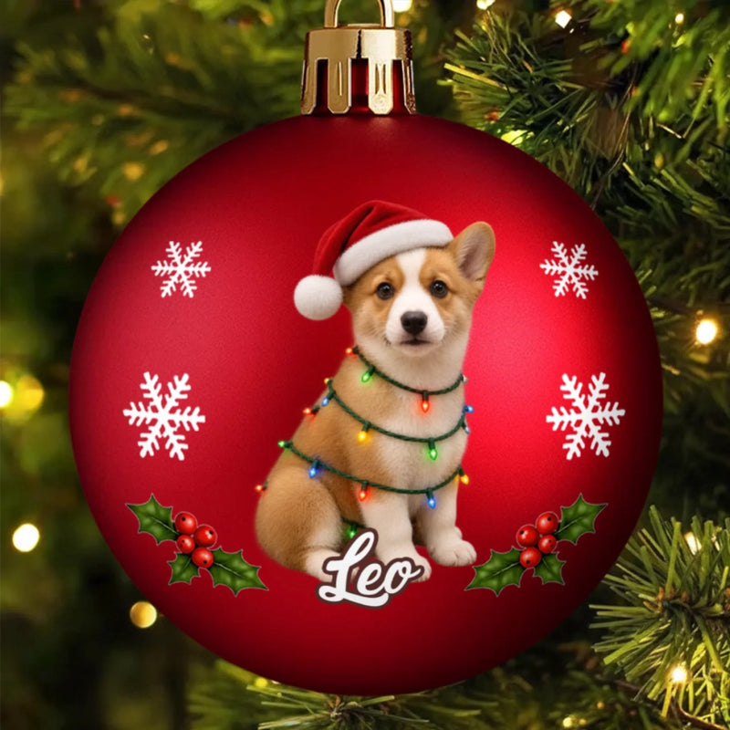 Custom Pet Name Christmas Gifts for Dog Lovers - Personalized Full Wrap Ball Ornament