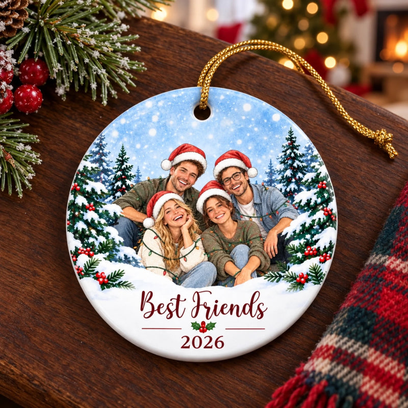 Personalized Photo Ceramic Ornament – Christmas Gifts For Best Friends – Best Friends Forever