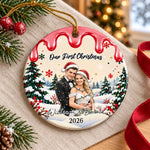 Personalized Photo Ceramic Ornament – First Christmas Gifts For Couples – Our First Christmas