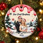Personalized Photo Ceramic Ornament – First Christmas Gifts For Couples – Our First Christmas