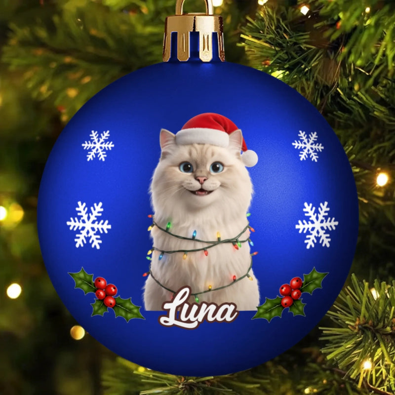 Custom Pet Name Christmas Gifts for Pet Lovers - Personalized Full Wrap Ball Ornament