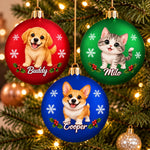 Custom Name Dog and Cat Christmas Tree Keepsake - Personalized Full Wrap Ball Ornament