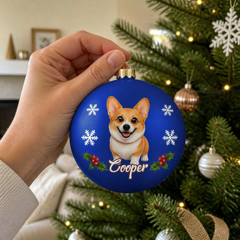 Custom Name Dog and Cat Christmas Tree Keepsake - Personalized Full Wrap Ball Ornament