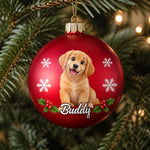 Custom Name Christmas Puppy Gifts for Dog Lovers - Personalized Full Wrap Ball Ornament