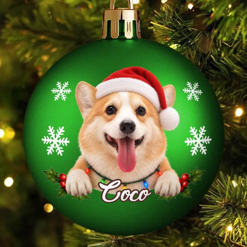 Custom Christmas Pet Portrait Gifts for Dog and Cat Lovers - Personalized Full Wrap Ball Ornament