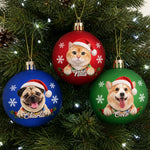 Custom Christmas Pet Portrait Gifts for Dog and Cat Lovers - Personalized Full Wrap Ball Ornament