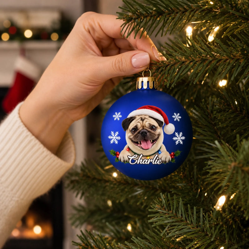 Custom Christmas Pet Portrait Gifts for Dog and Cat Lovers - Personalized Full Wrap Ball Ornament
