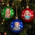 Custom Name Santa Hat Christmas Gifts for Children - Personalized Full Wrap Ball Ornament