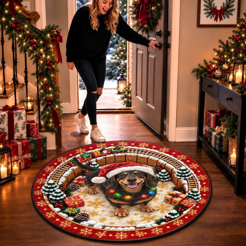 Custom Pet Photo Christmas Gifts for Dog Lovers - Personalized Quilted Round Mat