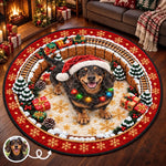 Custom Pet Photo Christmas Gifts for Dog Lovers - Personalized Quilted Round Mat