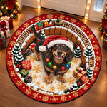 Custom Pet Photo Christmas Gifts for Dog Lovers - Personalized Quilted Round Mat