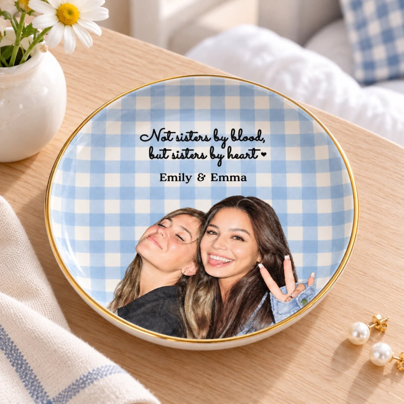 Custom Photo Friendship Gifts for Sisters and Best Friends - Personalized Jewelry Dish
