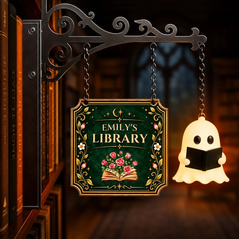 Custom Birth Flower Mini Ghost Reading Bookshelf Lamp – Personalized Gifts For Book Lovers, Bookworms, Readers - Where Words Blossom