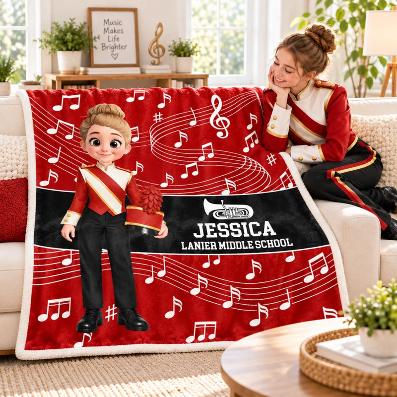 Custom Name Marching Band Music Gifts for Students - Personalized Blanket