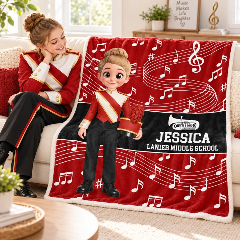 Custom Name Marching Band Music Gifts for Students - Personalized Blanket