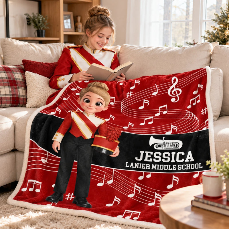 Custom Name Marching Band Music Gifts for Students - Personalized Blanket