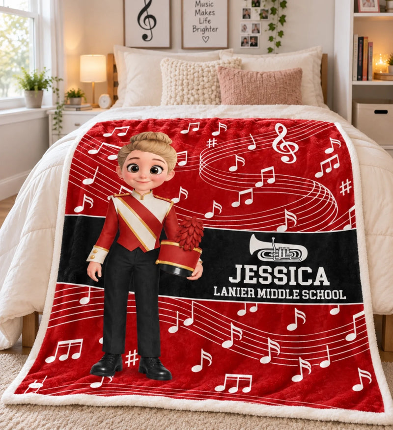 Custom Name Marching Band Music Gifts for Students - Personalized Blanket