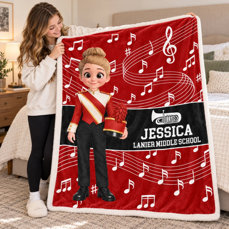 Custom Name Marching Band Music Gifts for Students - Personalized Blanket