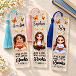 Personalized Acrylic Bookmark – Custom Photo Gift For Book Lovers, Pet Lovers – Just A Girl Loving Books