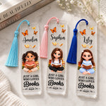 Personalized Acrylic Bookmark – Custom Photo Gift For Book Lovers, Pet Lovers – Just A Girl Loving Books