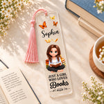 Personalized Acrylic Bookmark – Custom Photo Gift For Book Lovers, Pet Lovers – Just A Girl Loving Books