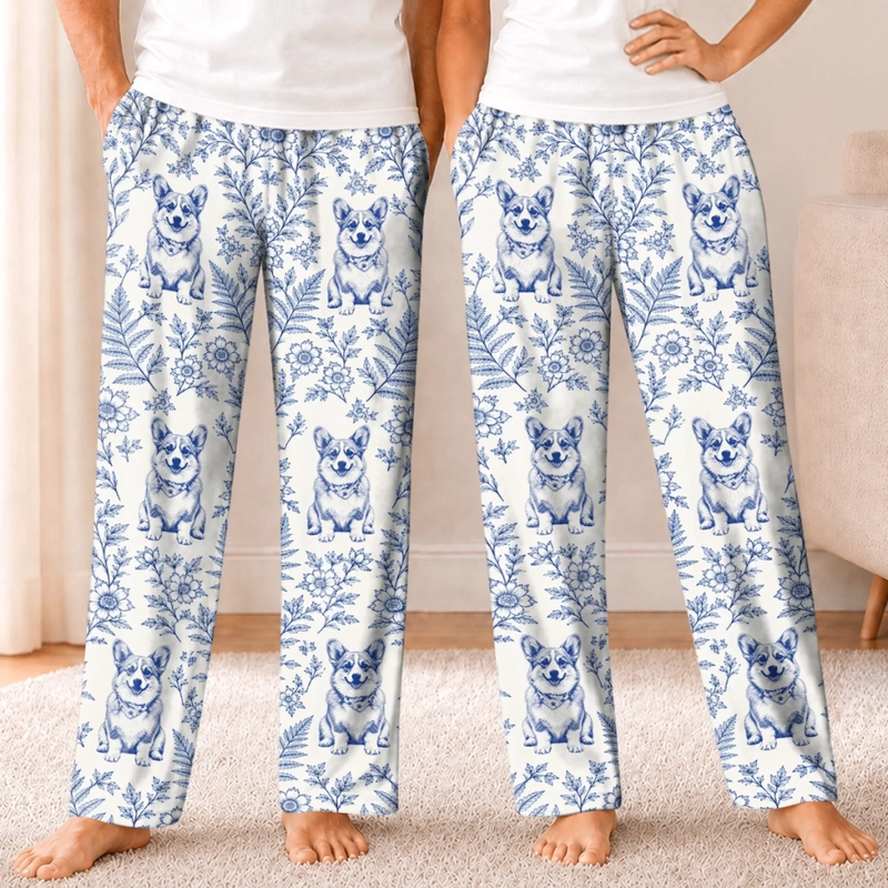 Custom Pet Photo Floral Pet Lover Gifts - Personalized Pajama Pants