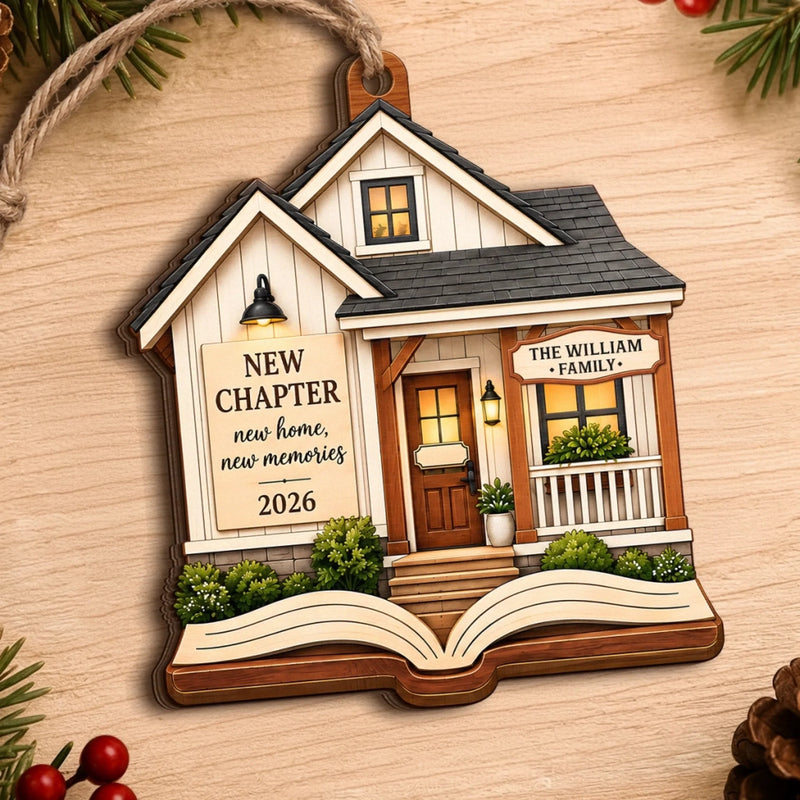 Custom Name New Home 1st Christmas Keepsake - Personalized Wooden Ornament
