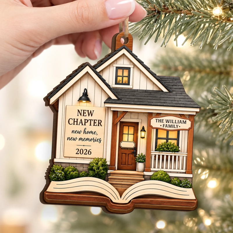 Custom Name New Home 1st Christmas Keepsake - Personalized Wooden Ornament