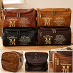 Custom Name Grandson Gifts - Personalized Leather Toiletry Bag