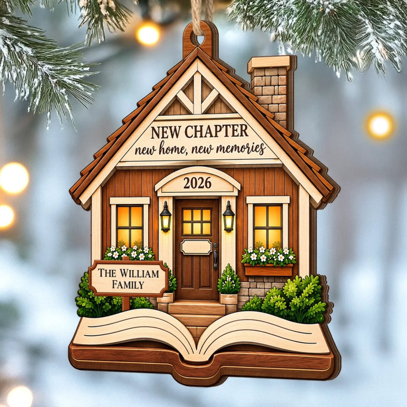 Custom Name 1st Christmas New Home Family Gifts - Personalized Wooden Ornament