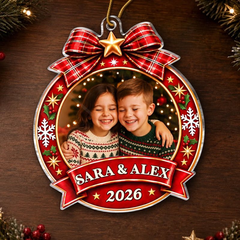 Custom Photo Kids Christmas Keepsake Gifts - Personalized Acrylic Ornament