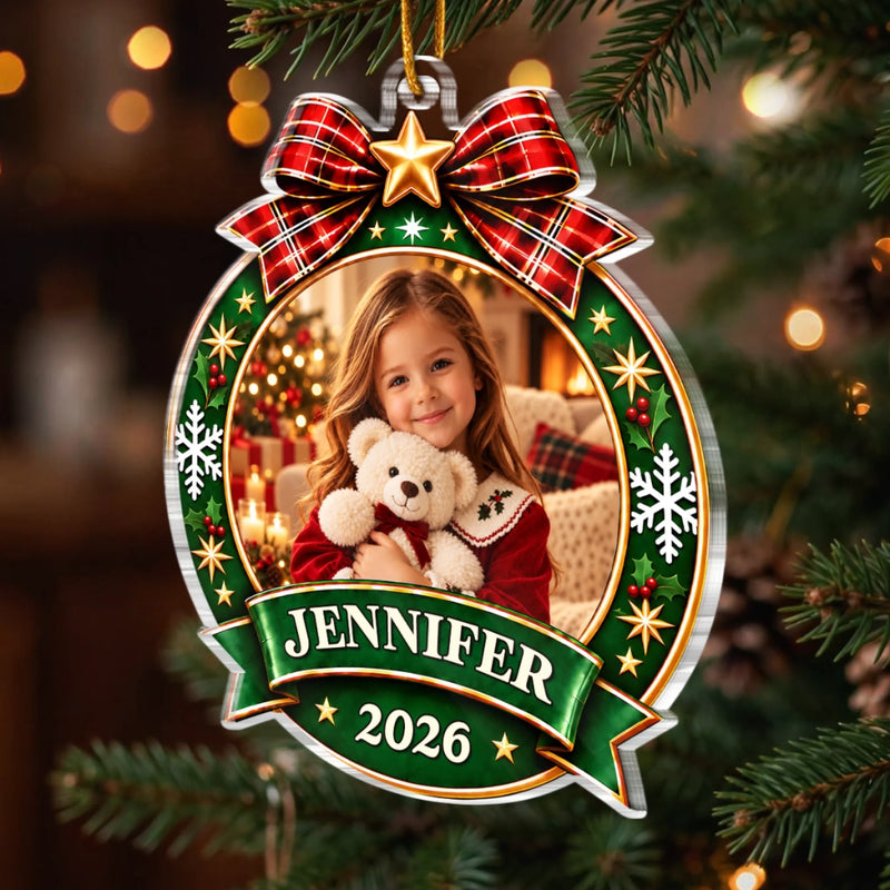 Custom Photo Kids Christmas Keepsake Gifts - Personalized Acrylic Ornament