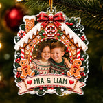 Custom Photo Gingerbread House Christmas Family Gifts - Personalized Acrylic Ornament
