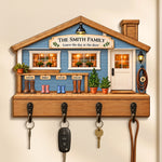 Custom Name Family Entryway Decor - Personalized Wooden Key Holder