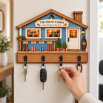 Custom Name Family Entryway Decor - Personalized Wooden Key Holder