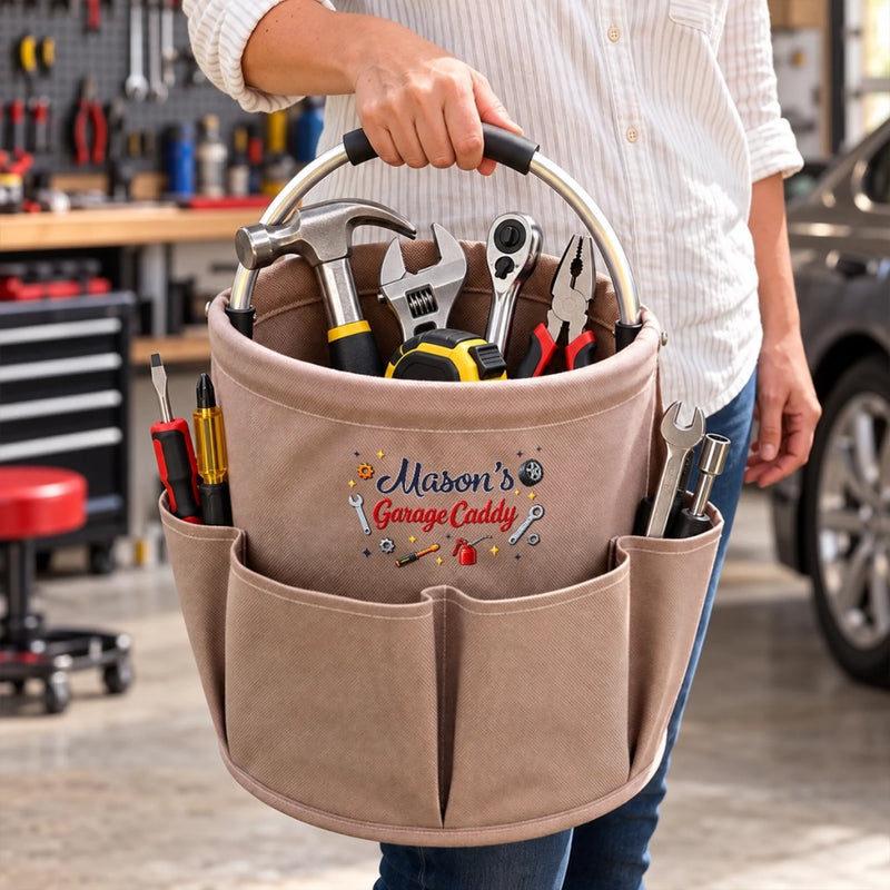 Custom Name Garage Caddy Tool Gifts - Personalized Tool Bag