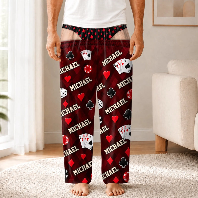 Custom Name Poker Night Gifts for Men - Personalized Pajama Pants