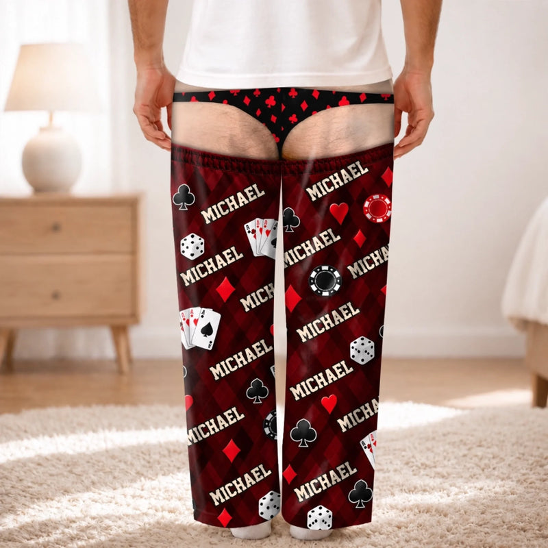 Custom Name Poker Night Gifts for Men - Personalized Pajama Pants