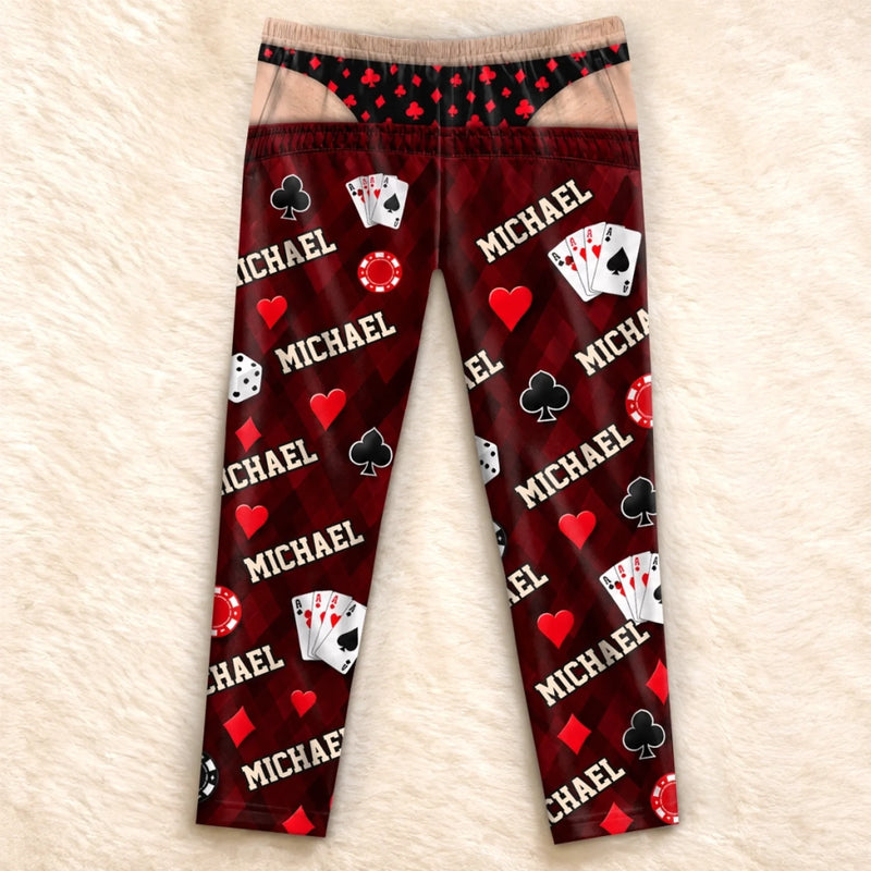 Custom Name Poker Night Gifts for Men - Personalized Pajama Pants