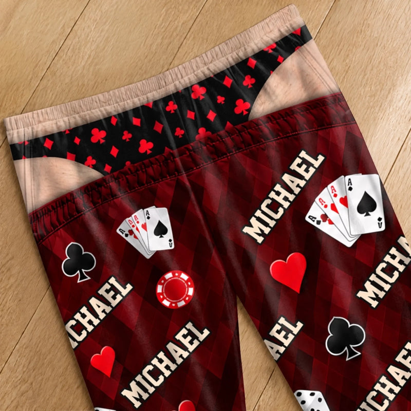 Custom Name Poker Night Gifts for Men - Personalized Pajama Pants