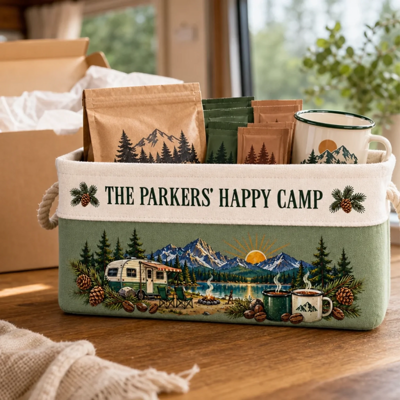 Custom Name Camping Gifts for Family - Personalized Storage Basket