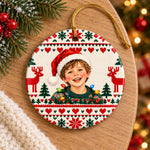 Custom Photo Christmas Memories - Personalized Ceramic Ornament