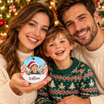 Custom Name and Photo Christmas Ornament for Kids - Personalized Ceramic Ornament