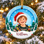 Custom Name Santa Hat Christmas Keepsake for Kids - Personalized Ceramic Ornament