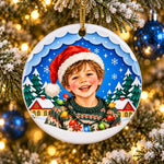 Christmas Santa Hat Child Holiday Decor - Ceramic Ornament