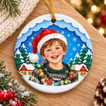 Christmas Santa Hat Child Holiday Decor - Ceramic Ornament