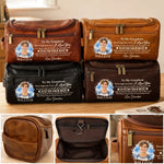 Custom Photo Grandson Gifts from Grandma - Personalized Leather Toiletry Bag